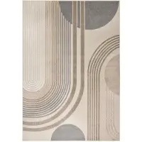 Mazovia Tapis Moderne, Géométrique - Fano Sole - marron, crème et gris, 200x300 cm, imperméable, pour terrasse