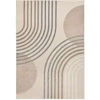 Mazovia Tapis Moderne, Géométrique - Fano Vento - marron, crème et gris, 200x300 cm, imperméable, pour terrasse