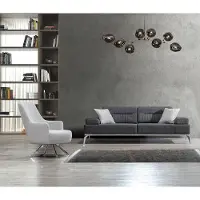 AEA Wohnzimmer-Set 2tlg. 3-Sitzer Sofa 1-Sitzer Sessel Grau Weiß Textil Material