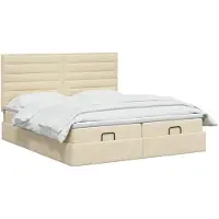 vidaXL Coffre de lit avec matelas et repose-tête, 2 pièces, tissu crème