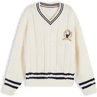 Tommy Hilfiger Pull-over 'PEANUTS' beige clair / bleu marine / jaune d'or