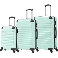 Merkloos Ensemble de valises rigides en trois pièces, de couleur vert menthe