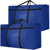 Merkloos Lot de 2 grandes sacs de rangement - Boîtes de déménagement Oxford avec fermeture éclair et poignées (bleu)