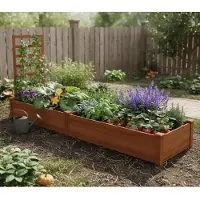 Merkloos Bordure de jardin surélevée en bois de pin avec fond ouvert