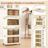 Merkloos Lot de 4 boîtes de rangement pliables avec couvercles, capacité de 280 litres