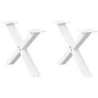 vidaXL Pieds de table basse en X 2 pcs. Blanc 60x(30-31) cm Acier