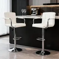 Merkloos Ensemble de 2 tabourets de bar hauts avec accoudoirs et fonction pivotante