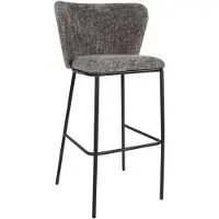 Merkloos Tabouret de bar élégant avec dossier, de couleur gris foncé