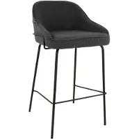 Merkloos Tabouret de bar de luxe Sepp en tissu bouclé, couleur gris foncé
