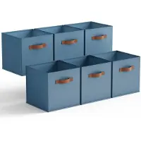 Merkloos Lot de 6 boîtes de rangement en tissu avec poignées - Couleur kaki