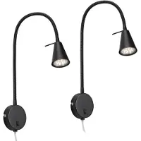 Briloner TUSA Lot de 2 lampes de lecture LED orientables bras flexibles 45 cm 4 W 400 lm 3000 K lumière blanc chaud avec interrupteur noir lampes chevet chambre
