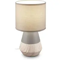 Briloner Lampe de chevet pied en céramique Ø18x34 cm douille E14 max. 25W interrupteur filaire gris bois - Lampe de table salon chambre couloir