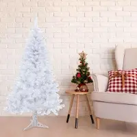 Eikuavons , sapin de Noël artificiel, 120 cm, blanc, avec 220 extrémités de branches, en PVC, avec support en plastique