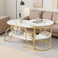 Merkloos Ensemble de 2 tables basses modernes avec espace de rangement à 2 niveaux