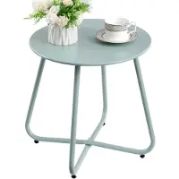 Merkloos Table de jardin, table d'appoint pour l'extérieur, petite table de balcon, table de jardin ronde, table basse, table en métal, terrasse, salon, terrasse