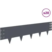 vidaXL Bordure de jardin, 20 pièces, 100 x 25 cm, acier, anthracite