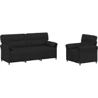 vidaXL Ensemble de canapés , 2 pièces, couleur noire, revêtement en tissu
