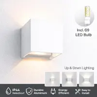 Braytron LED Applique murale Cube extérieur IP54 faisceau lumineux orientable Douille G9 Blanc