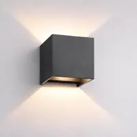Braytron Applique murale LED pour l'extérieur, modèle Cube, IP54, faisceau lumineux orientable, douille G9, gris foncé