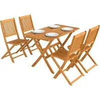 StarTech.com Ensemble de mobilier de jardin - Modèle 84K-054V90ND - 5 pièces - Table avec 4 chaises pliantes - Bois d'acacia - Marron - Pour l'extérieur