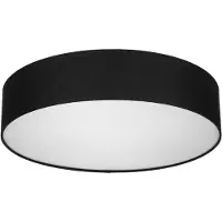 REV : Plafonnier rond - 50 cm, abat-jour en tissu au style vintage, noir