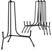 StarTech.com Lot de 4 supports d'exposition pliables - Supports métalliques pour assiettes, cadres photo et œuvres d'art - Noir