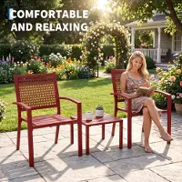 StarTech.com Ensemble de jardin bistrot composé de 3 pièces : 2 chaises et 1 table. Matériau : bois. Pliable. Pour 2 personnes. Couleur : rouge