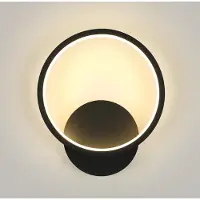 COMELY Applique murale Toolight, modèle rond, noire, 12W, 1350 lumens, éclairage LED, design moderne