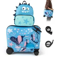 Coast - Ensemble de valises pour enfants - 4 en 1 - Roulettes - Sac à dos - Téléscopique - ABS - Bleu