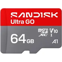 SanDisk Ultra GO, 64 Go, MicroSDXC, UHS-I, 140 Mo/s, V10, Gris, Rouge
