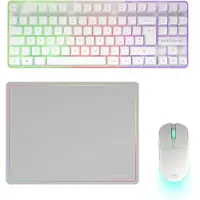 Mars Gaming MCPWTKLWIT, sans fil, connectivité sans fil RF + USB, clavier à membrane, disposition QWERTY, éclairage RGB LED, couleur blanche