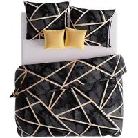 MARKIZETA HOME Parure de lit, satin, haute qualité, 160x200, Celestia, noir et or