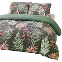 MARKIZETA HOME Parure de lit, satin, haute qualité, 160x200, motif feuilles tropicales Tropina