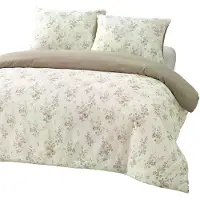 MARKIZETA HOME Parure de lit, satinée, de haute qualité, dimensions 200x220 cm, couleur beige, motif floral