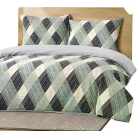 MARKIZETA HOME Couverture de lit, satinée, de haute qualité, 160x200, Rivano, motif géométrique gris-vert