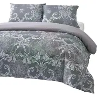 MARKIZETA HOME Parure de lit, satin, haute qualité, 160x200, couleur Havena (gris), avec ornements