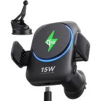 Iniu Support de téléphone pour voiture , avec fonction de charge, 15W, support de téléphone pour voiture, charge sans fil Qi2
