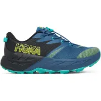 Hoka One One - Chaussures de randonnée - Speedgoat 7 Big Kids Black/Night Glow Blue - Taille Enfant 37 1/3 - Bleu