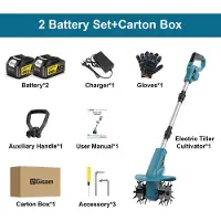 StarTech.com Fraise rotative électrique pour jardin - Motoculteur électrique sans balais 18V - Outil de jardin sur batterie - 2 batteries rechargeables - Pour ameublir le sol - 2 batteries