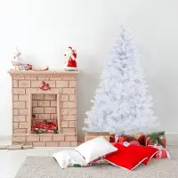Peviasot Arbre de Noël artificiel , 210 cm, blanc, avec 950 extrémités de branches, en PVC, avec support en métal