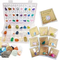 Sonstiges Calendrier de l'Avent Edelstein : 24 pierres naturelles porte-bonheur avec cartes explicatives et boîte de rangement. Kit éducatif pour enfants, cadeau de Noël, surprise