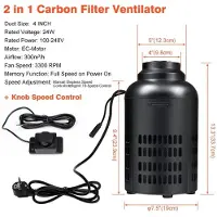 StarTech.com Ventilateur avec filtre à charbon actif 2-en-1 - Ventilateur d'extraction - 24 W - Moteur conforme aux normes européennes - Débit d'air élevé - Filtration à cinq niveaux - Gris clair