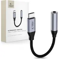Tech-Protect Adaptateur Ultraboost USB-C vers mini-jack 3,5 mm DAC, gris fer (Numérique -> Analogique), Adaptateur audio, Gris