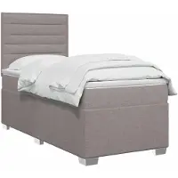 vidaXL Lit boxspring avec matelas avec tête de lit taupe 90 x 190 cm Tissu