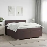 vidaXL Lit boxspring avec matelas brun foncé 180 x 200 cm Tissu