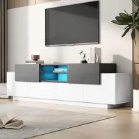 Sonstiges Meuble TV avec éclairage LED, dimensions 180x40x45 cm, blanc/gris