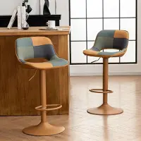 Sonstiges Ensemble de 2 tabourets de bar, style patchwork, réglables en hauteur, pivotants, jaune et vert