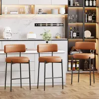 Sonstiges Ensemble de 3 tabourets de bar, hauteur d'assise de 63,5 cm, revêtus en similicuir marron, avec dossier