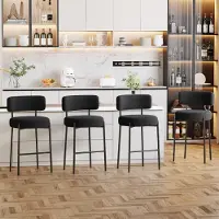 Sonstiges Ensemble de 4 tabourets de bar, hauteur d'assise de 63,5 cm, avec dossier et repose-pieds, couleur noire