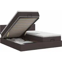 vidaXL Coffre de lit avec matelas et repose-tête, 2 pièces, tissu marron foncé